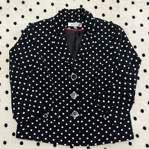 Vintage Kasper Polka Dot Blazer Size 8 - Picture 2 of 14